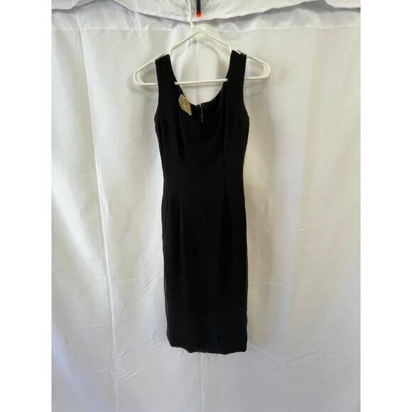1950s Ruth Roaman Sheath Dress – Black Crepe Over Satin, Madison Ave Label - Picture 13 of 16
